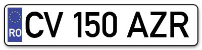 Placuta inmatriculare numar auto  CV-150-AZR, CV 150 AZR, CV150AZR