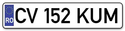 Placuta inmatriculare numar auto  CV-152-KUM, CV 152 KUM, CV152KUM