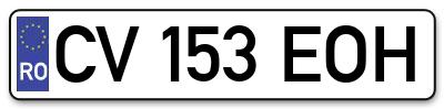 Placuta inmatriculare numar auto  CV-153-EOH, CV 153 EOH, CV153EOH