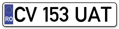 Placuta inmatriculare numar auto  CV-153-UAT, CV 153 UAT, CV153UAT