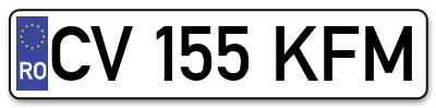 Placuta inmatriculare numar auto  CV-155-KFM, CV 155 KFM, CV155KFM
