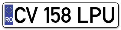 Placuta inmatriculare numar auto  CV-158-LPU, CV 158 LPU, CV158LPU