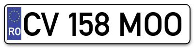 Placuta inmatriculare numar auto  CV-158-MOO, CV 158 MOO, CV158MOO