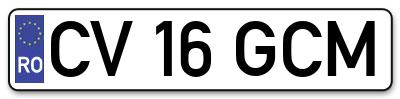 Placuta inmatriculare numar auto  CV-16-GCM, CV 16 GCM, CV16GCM