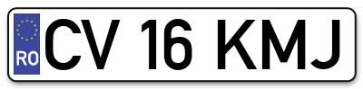 Placuta inmatriculare numar auto  CV-16-KMJ, CV 16 KMJ, CV16KMJ