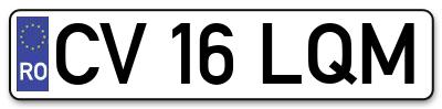 Placuta inmatriculare numar auto  CV-16-LQM, CV 16 LQM, CV16LQM