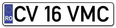Placuta inmatriculare numar auto  CV-16-VMC, CV 16 VMC, CV16VMC