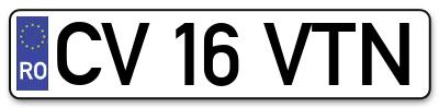 Placuta inmatriculare numar auto  CV-16-VTN, CV 16 VTN, CV16VTN