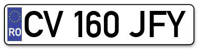 Placuta inmatriculare numar auto  CV-160-JFY, CV 160 JFY, CV160JFY