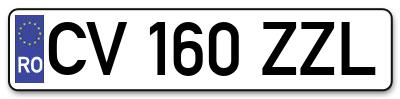 Placuta inmatriculare numar auto  CV-160-ZZL, CV 160 ZZL, CV160ZZL