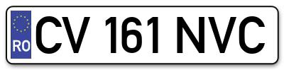 Placuta inmatriculare numar auto  CV-161-NVC, CV 161 NVC, CV161NVC