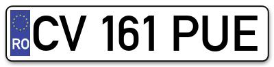 Placuta inmatriculare numar auto  CV-161-PUE, CV 161 PUE, CV161PUE