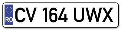 Placuta inmatriculare numar auto  CV-164-UWX, CV 164 UWX, CV164UWX