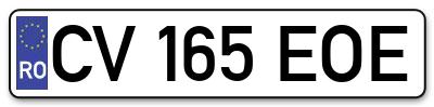 Placuta inmatriculare numar auto  CV-165-EOE, CV 165 EOE, CV165EOE