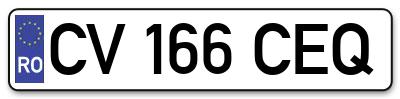 Placuta inmatriculare numar auto  CV-166-CEQ, CV 166 CEQ, CV166CEQ
