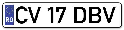 Placuta inmatriculare numar auto  CV-17-DBV, CV 17 DBV, CV17DBV