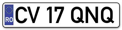 Placuta inmatriculare numar auto  CV-17-QNQ, CV 17 QNQ, CV17QNQ