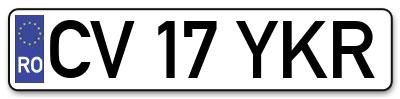 Placuta inmatriculare numar auto  CV-17-YKR, CV 17 YKR, CV17YKR