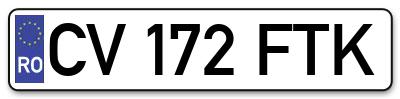 Placuta inmatriculare numar auto  CV-172-FTK, CV 172 FTK, CV172FTK