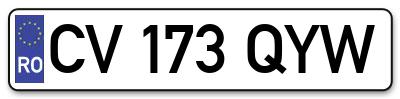 Placuta inmatriculare numar auto  CV-173-QYW, CV 173 QYW, CV173QYW