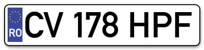 Placuta inmatriculare numar auto  CV-178-HPF, CV 178 HPF, CV178HPF