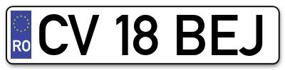 Placuta inmatriculare numar auto  CV-18-BEJ, CV 18 BEJ, CV18BEJ