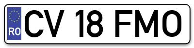 Placuta inmatriculare numar auto  CV-18-FMO, CV 18 FMO, CV18FMO