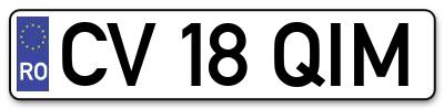 Placuta inmatriculare numar auto  CV-18-QIM, CV 18 QIM, CV18QIM