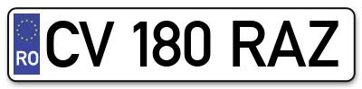 Placuta inmatriculare numar auto  CV-180-RAZ, CV 180 RAZ, CV180RAZ