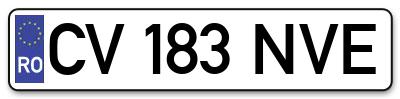 Placuta inmatriculare numar auto  CV-183-NVE, CV 183 NVE, CV183NVE