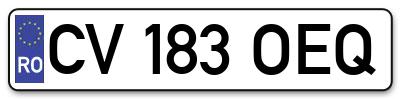 Placuta inmatriculare numar auto  CV-183-OEQ, CV 183 OEQ, CV183OEQ