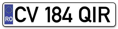 Placuta inmatriculare numar auto  CV-184-QIR, CV 184 QIR, CV184QIR