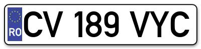 Placuta inmatriculare numar auto  CV-189-VYC, CV 189 VYC, CV189VYC