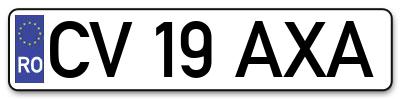 Placuta inmatriculare numar auto  CV-19-AXA, CV 19 AXA, CV19AXA