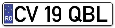 Placuta inmatriculare numar auto  CV-19-QBL, CV 19 QBL, CV19QBL