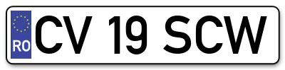Placuta inmatriculare numar auto  CV-19-SCW, CV 19 SCW, CV19SCW