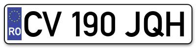 Placuta inmatriculare numar auto  CV-190-JQH, CV 190 JQH, CV190JQH
