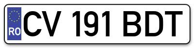 Placuta inmatriculare numar auto  CV-191-BDT, CV 191 BDT, CV191BDT