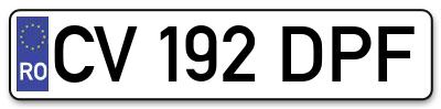 Placuta inmatriculare numar auto  CV-192-DPF, CV 192 DPF, CV192DPF