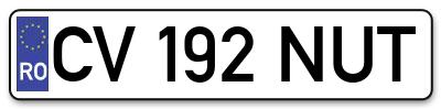 Placuta inmatriculare numar auto  CV-192-NUT, CV 192 NUT, CV192NUT