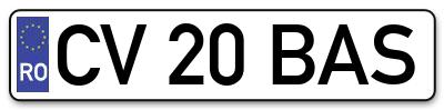 Placuta inmatriculare numar auto  CV-20-BAS, CV 20 BAS, CV20BAS