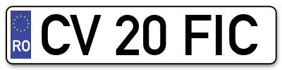 Placuta inmatriculare numar auto  CV-20-FIC, CV 20 FIC, CV20FIC