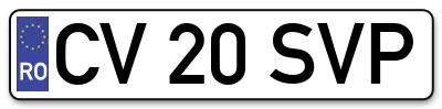 Placuta inmatriculare numar auto  CV-20-SVP, CV 20 SVP, CV20SVP