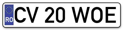 Placuta inmatriculare numar auto  CV-20-WOE, CV 20 WOE, CV20WOE