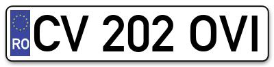 Placuta inmatriculare numar auto  CV-202-OVI, CV 202 OVI, CV202OVI