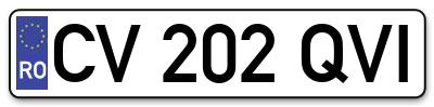 Placuta inmatriculare numar auto  CV-202-QVI, CV 202 QVI, CV202QVI