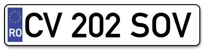 Placuta inmatriculare numar auto  CV-202-SOV, CV 202 SOV, CV202SOV