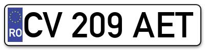 Placuta inmatriculare numar auto  CV-209-AET, CV 209 AET, CV209AET