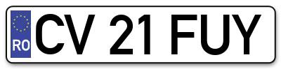 Placuta inmatriculare numar auto  CV-21-FUY, CV 21 FUY, CV21FUY