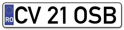 Placuta inmatriculare numar auto  CV-21-OSB, CV 21 OSB, CV21OSB